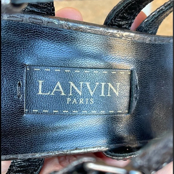 Lanvin Paris cylinder heel pewter shoes 39.5 - Picture 6 of 14